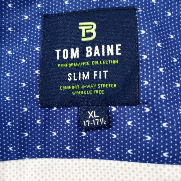 TOM BAINE SLIM FIT PERFORMANCE SHIRT BLUE MENS SIZE XL - Picture 6 of 10